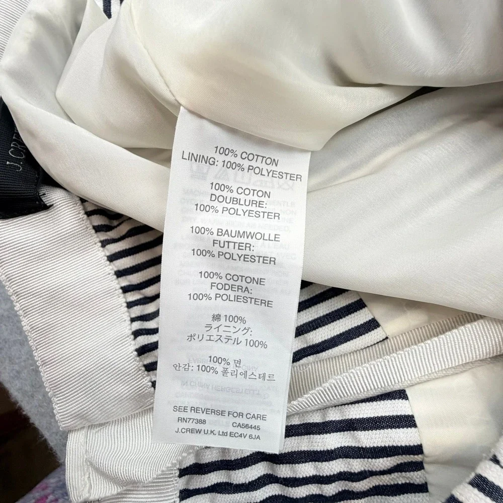 J.Crew Navy White Seersucker Striped Pencil Skirt Size 6